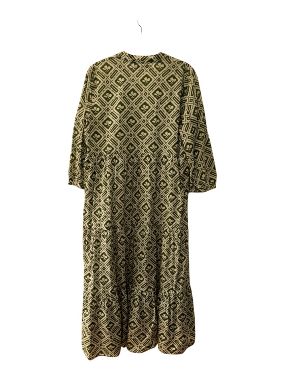 Zara Green Geometric Tiered Midi Dress Sz. S - Picture 4 of 11